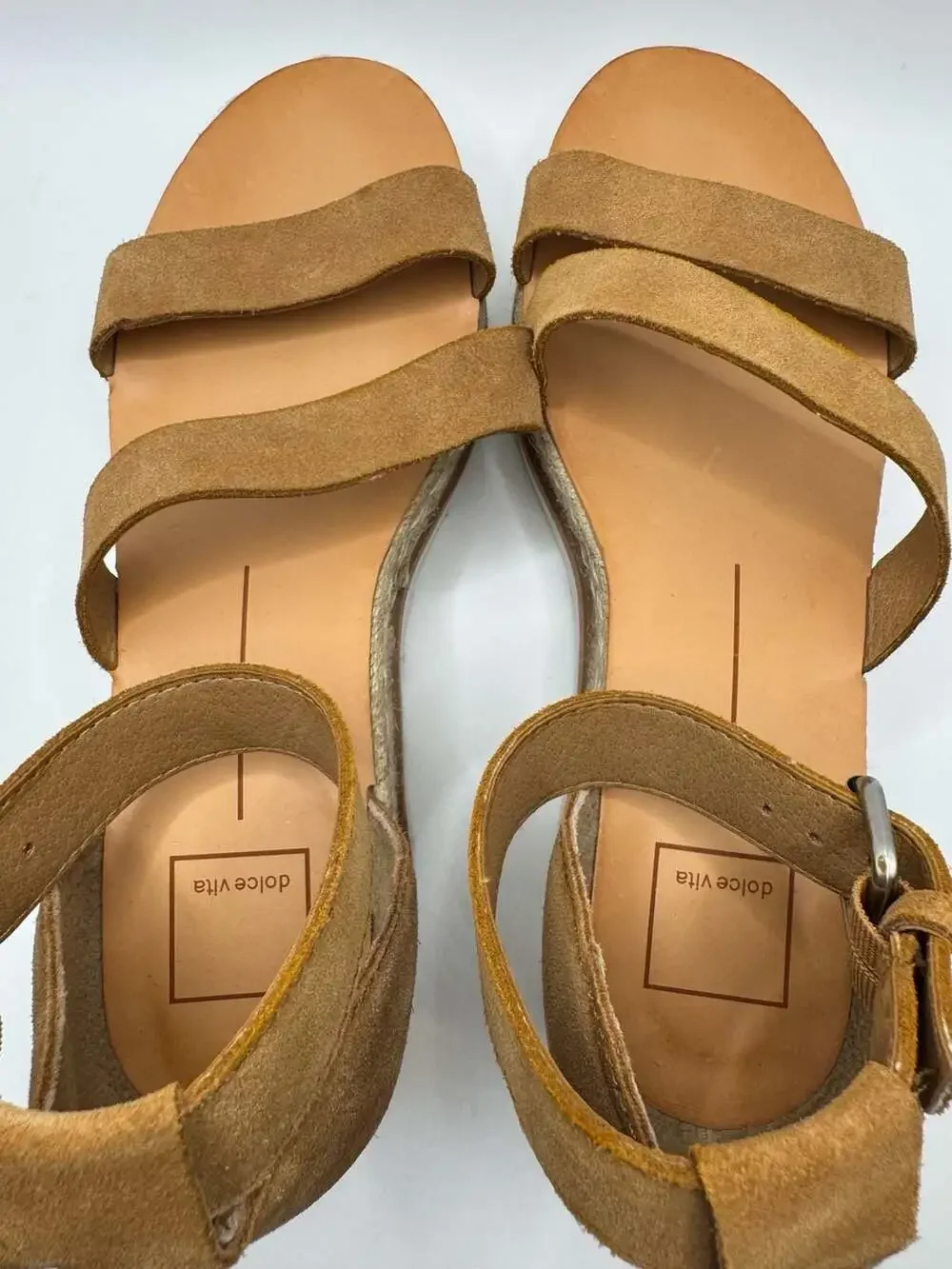 Dolce Vita Liza Brown Suede Strappy Platform Espadrille Wedge Sandals 8.5
